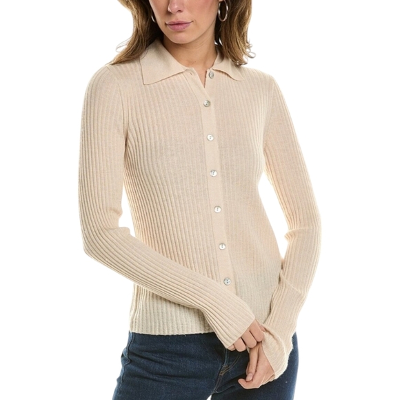 Vince Tops - Vince Ribbed Button Front Cashmere & Silk Blend Polo Shirt NWT